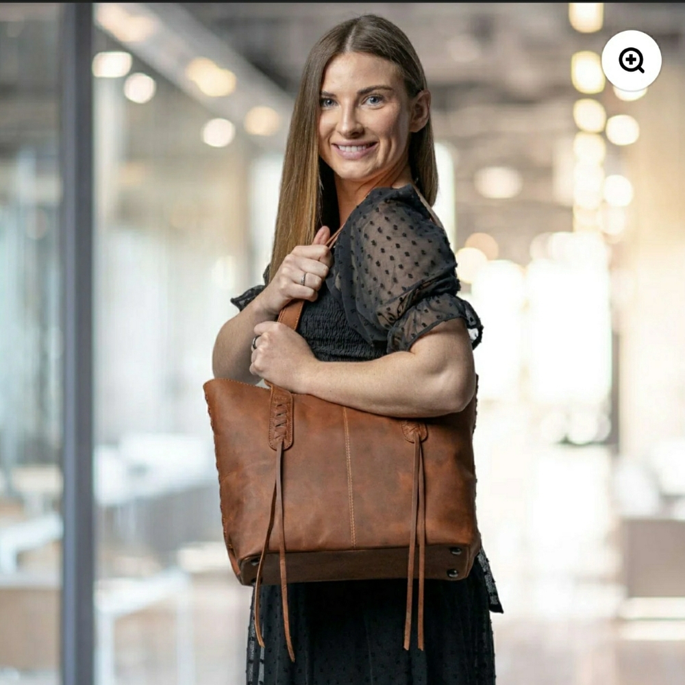 Leather Concealed Carry Tote, NWT, Gorgeous Cognac Brown